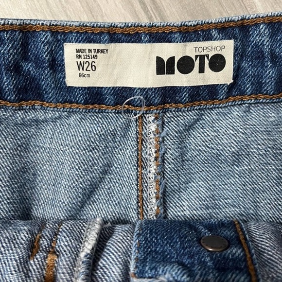 Topshop women’s medium wash moto button front denim skirt size 26 - Picture 3 of 6